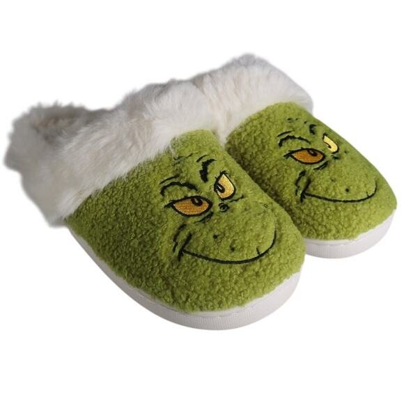The Grinch Green Ladies Plush Fur Sherpa Slippers – Size L (9/10) Large - Picture 1 of 7